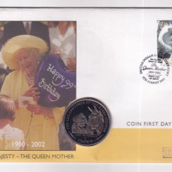ISLE OF MAN 1 CROWN 2002 - * LOVE OF HORSES THE QUEEN MOTHER * COMMEMORATIVE COIN FIRST DAY COVER MINT PACK GEM UNC