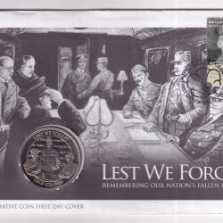 GIBRALTAR 1 CROWNS 2008 - * LEST WE FORGET* REMEMBERING OUR NATION'S FALLEN HEROES COMMEMORATIVE COIN FIRST DAY COVER MINT PACK GEM UNC