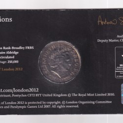 Alternative view of ENGLAND 5 POUNDS 2012 - XXX OLYMPIAD COUNTDOWN - COMMEMORATIVE COIN FIRST DAY COVER ROYAL MINT PACK GEM UNC