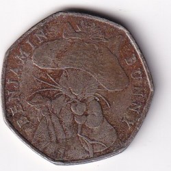 United Kingdom 50 Pence 2017 Elizabeth II 5th portrait Benjamin Bunny Rare Coin #N-391