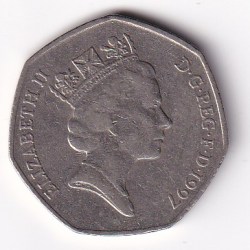 Alternative view of United Kingdom 50 Pence 1997 Elizabeth II Rare Coin #N-392