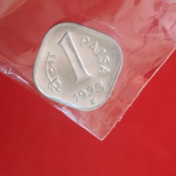 Rare One Paise Proof Set Coin 1973 B Mint Gem Bunc Condition