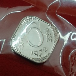 Rare Five Paise Proof Set Coin 1972 Year B Mint Gem Bunc Condition