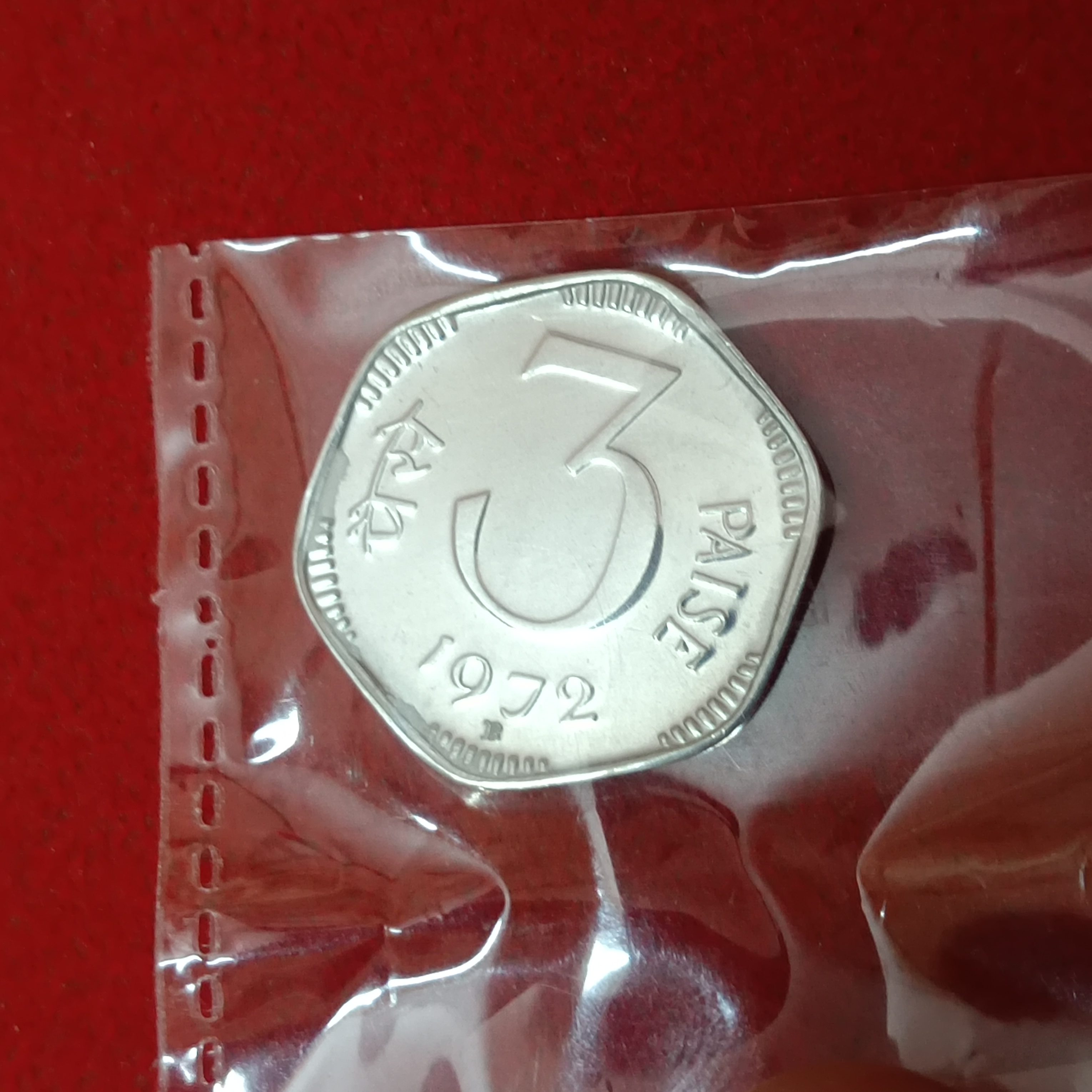 Rare Three Paise Proof Set Coin 1972 Year Gem Bunc Condition - Image 2