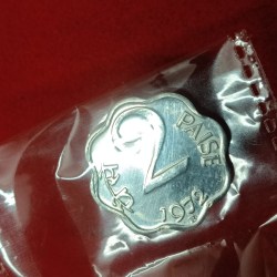 Rare Two Paise 1972 Year Paise PROOF Set Coin Gem Bunc Condition