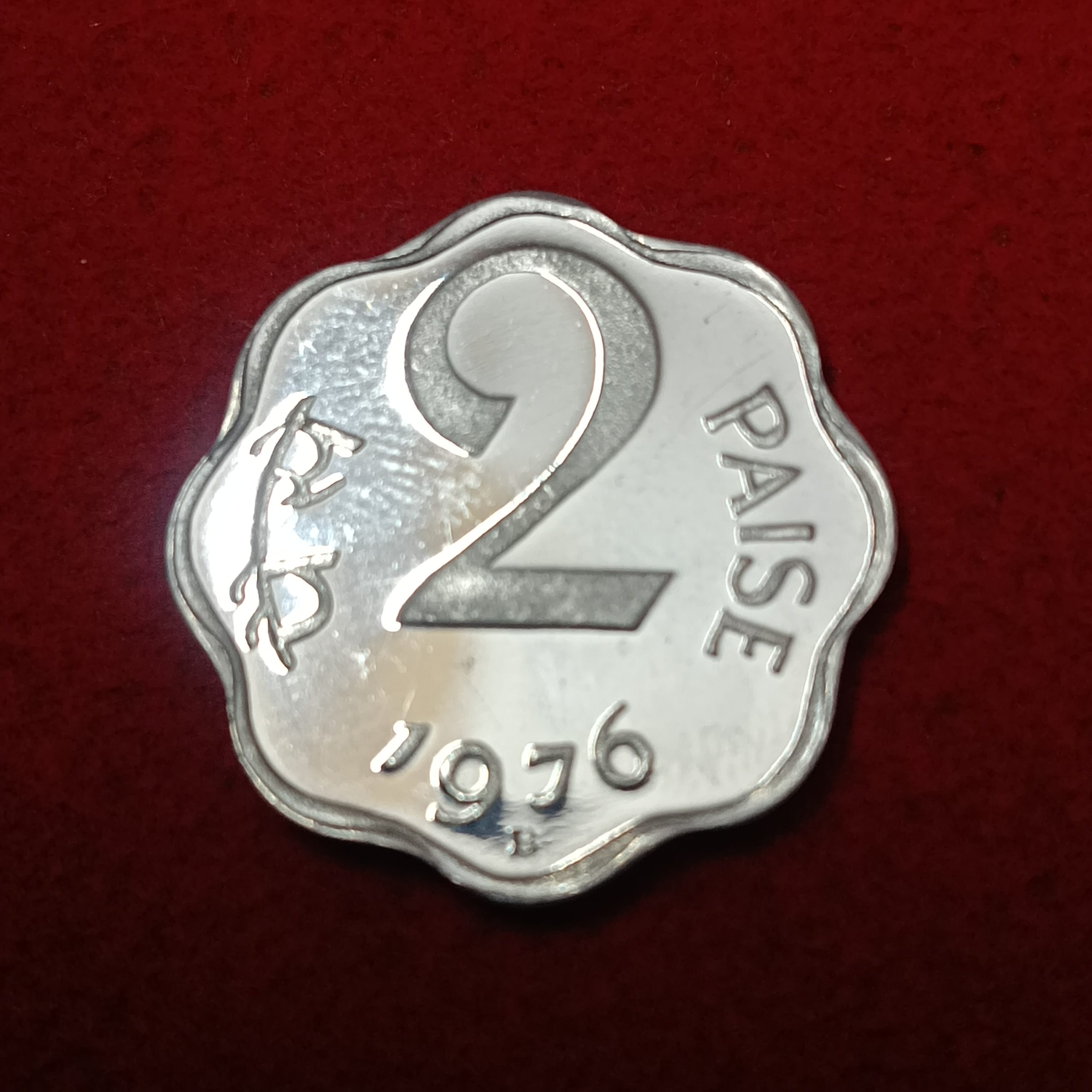 Rare Two Paise 1976 Year Paise PROOF Set Coin Gem Bunc Condition - Image 5