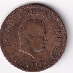 India Portuguese ½ Tanga 1903 Charles I Lisboa mint Coin # N-401