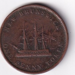 Alternative view of New Brunswick 1 Penny (1⁄240) Token 1843 Victoria (Weight 17.6 g) Big Size Coin # N-412