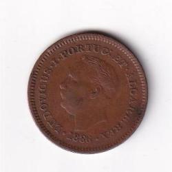 India Portuguese 1/4 Tanga 1886 Luiz I Calcutta Coin # N-424