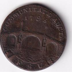 United Kingdom ½ Penny 1795 Suffolk - Beccles / Communitate Aucta Extermaly Rare Coin # N-426