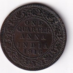 British India ¼ Anna 1916 Rare Date Extermaly Rare High Grated Coin # N-427