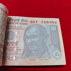 Alternative view of 10 RUPEE PACKET STARTING 786 GEM UNC CONDITION PACKET SERIAL NO. 30T 786501