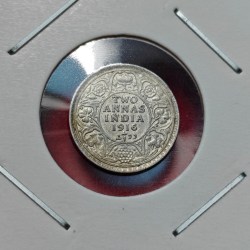 2 ANNA 1916 CALCUTTA MINT GEORGE V KING EMPEROR COIN