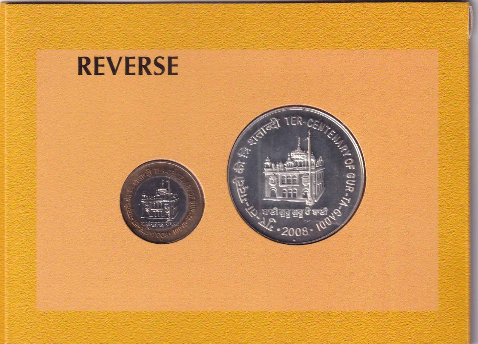 GUR-TA-GADDI OF SHRI GURU GRANTH SAHIB-2008 MUMBAI MINT 2 COINS ((UNC SET)) - Image 2