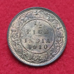 1/2 PICE EDWARD VII 1910 CALCUTTA MINT