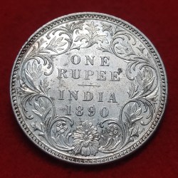 ONE RUPEE SILVER COIN VICTORIA EMPRESS 1890 BOMBAY MINT HIGHEST CONDITION