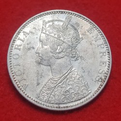 Alternative view of ONE RUPEE SILVER COIN VICTORIA EMPRESS 1890 BOMBAY MINT HIGHEST CONDITION