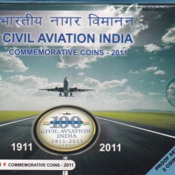 Alternative view of CIVIL AVIATION INDIA -2011 MUMBAI MINT 2 COIN ((PROOF SET))