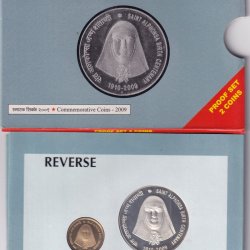 SAINT ALPHONSA BIRTH CENTENARY 1910-2009 MUMBAI MINT 2 COIN ((PROOF SET))
