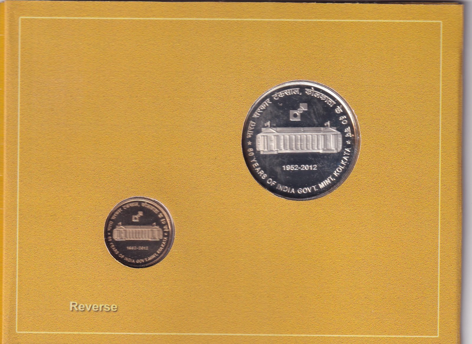 60 YEARS OF INDIA GOVT. - 2012 KOLKATA MINT RARE 2 COIN ((PROOF SET)) - Image 2