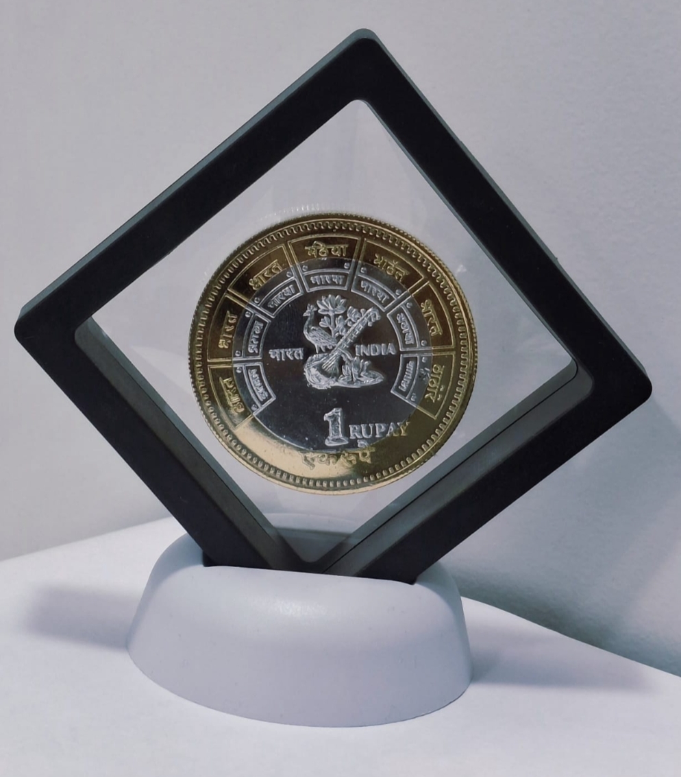 Mahatama Gandhi bymetalic 1 Rupay Big size Beautiful madalion with box and stand