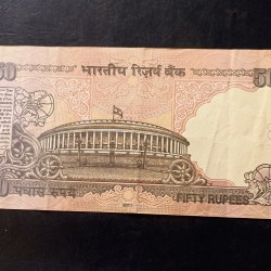 Alternative view of Reserve Bank of India Denominaton 50₹ Star series note Same note available