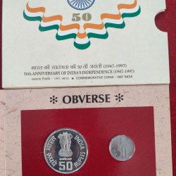50th anniversary of India (1947-1997) 2 coin unc set