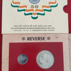 Alternative view of 50th anniversary of India (1947-1997) 2 coin unc set