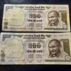 Reserve Bank of India 500 ₹ note 2 different signature 1. C. Rangarajan 2 Bimal jalan Condition as imege 2 piece given Same and similar piece available