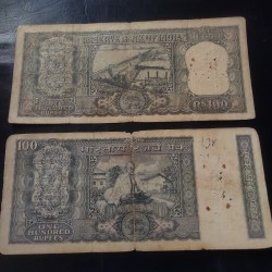 Alternative view of Reserve Bank of India 100 ₹ note 2. different note signature of Lk. Jha 1. Diamond issue 2 Back side gandhi issue Condition as imege 2 piece given Same and similar piece available