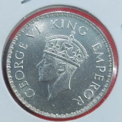 Alternative view of One Rupee Silver Coin George VI 1938 Bombay Mint GEM UNC Condition