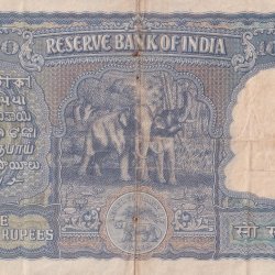 Alternative view of 100 RUPEES ELEPHANT GOVERNOR B.RAMA RAO ( BLACK NUMBER) EXTREMLEY RARE NOTE