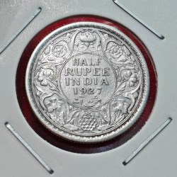 HALF RUPEE 1927 CALCUTTA MINT COIN