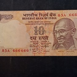 Reserve Bank of India Denominaton 10₹ Fancy number 666666 Same and similar note available