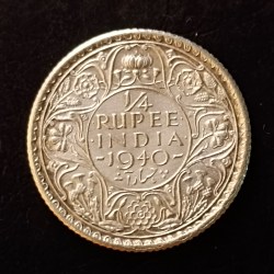 Silver British India King and emperor George vi Denominaton 1/4₹ Year 1940 Same and similar is available