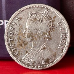 Alternative view of Rare 1/4 Rupee 1862 of Queen Victoria Collectible British India Silver Coin