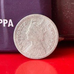Alternative view of Rare Two Anna 1901 Silver Coin Bombay Mint of Victoria Empress British India Coinage