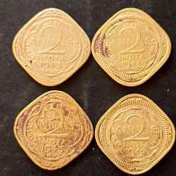 Alternative view of British India King and emperor George vi Denominaton 2 anna Same and similar set are available