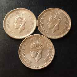 Alternative view of KING👑👑👑👑 GEORGE Vl 🌗 LAHORE MINT & Half rupees 1943/44/45 WEIGHT 6gm each Silver🏅 ORIGINAL GAUARANTEE EXCELLENT CONDITION. 3 piece given Same and similar piece available