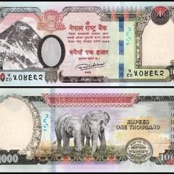 Nepal 1000 Rupees World Banknote from 2019 features Mount Everest and Elephants UNC Unique and rare