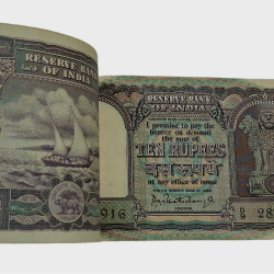 Alternative view of 10 Rupees Old Big FAFRA Issue Signature P.C BHATTACHARYA Serially 100 Notes COMPLETE BUNDLE **EX-RARE** AUNC Grade.