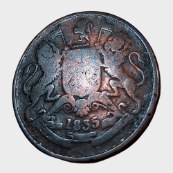 Alternative view of British India Copper HALF ANNA Year 1835 "EAST INDIA COMPANY" in Used Condition.