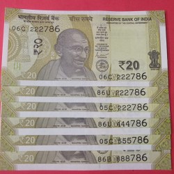 20 Rs 222786 , 444786 set of 6 Notes GEM UNC Condition