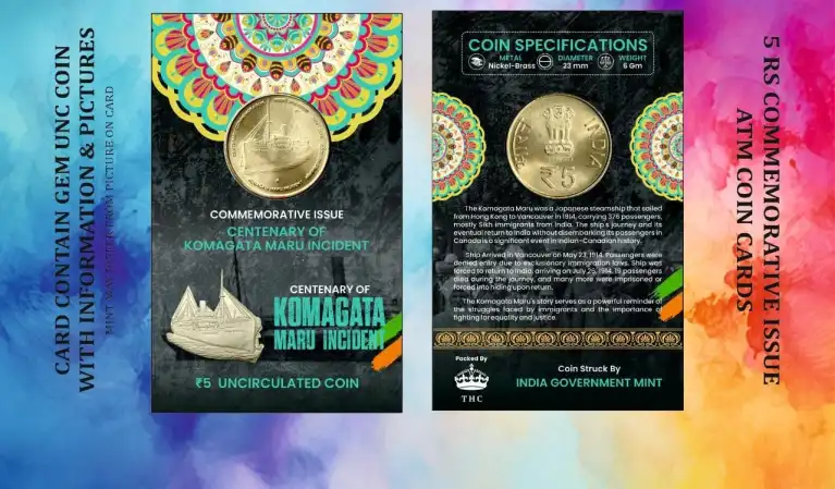 5 Rs. Centenary Of Komagata Maru Incident rare Commemorative Coin Card Special Edition