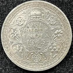 India - British 1 Rupee - George 1945 ( LAHORE MINT ) RARE COIN N-304