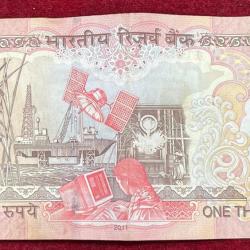 Alternative view of 1000 RUPEES GOVERNOR D. SUBBA RAO ( R INSERT 2011) PEN MARKE RARE NOTE