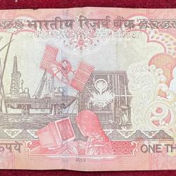 Alternative view of 1000 RUPEES GOVERNOR D.SUBBA RAO ( L INSERT 2013) PEN MARKE RARE NOTE