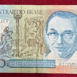 BRAZIL 5000 CRUZADOS NOVOS RARE NOTE