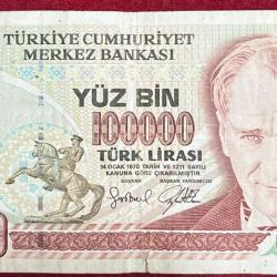 Turkey 100 000 Lira rare note
