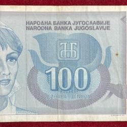 YUGOSLAVIA 100 DINARA RARE NOTE # B-2